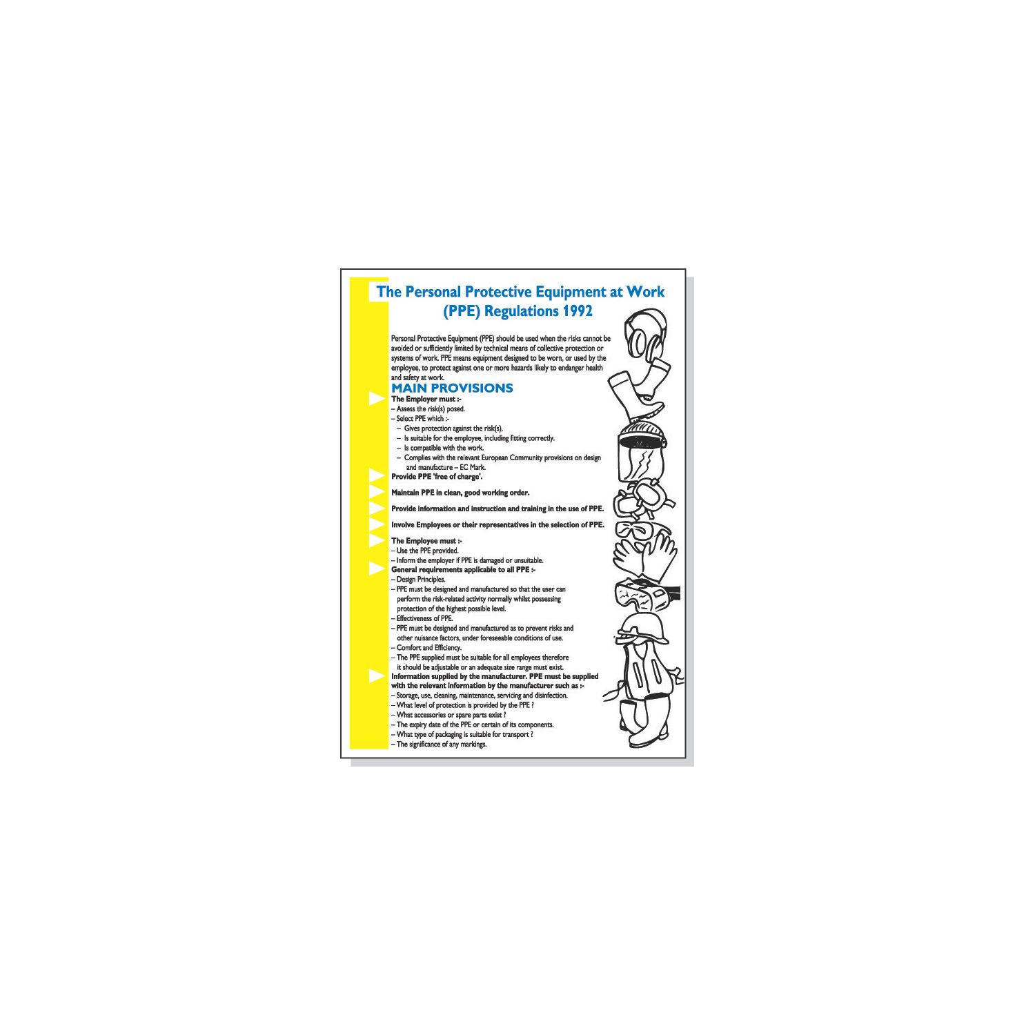 "The Personal Protective Equipment At Work Regulations" Poster 600mm x 420mm (90768)
