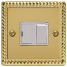 Varilight  13A Switched Fused Spur  Georgian Brass with White Inserts