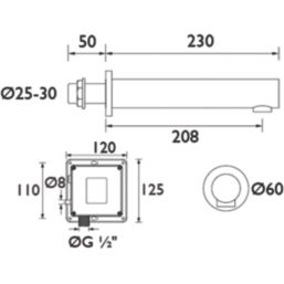 Bristan  Chrome-Plated  125mm Sensor Mono Basin Pillar Tap