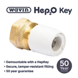 Hep2O  Plastic Push-Fit Adapting Female Coupler 15mm x 3/4"