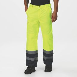 Regatta Pro Hi-Vis Cargo Trousers Yellow / Navy 38" W 31" L