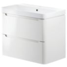 Wall-Hung Vanity Unit & Basin Gloss White 805mm x 460mm x 662mm
