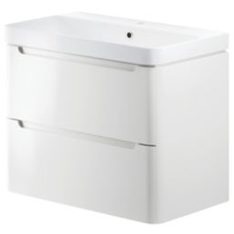 Wall-Hung Vanity Unit & Basin Gloss White 805mm x 460mm x 662mm