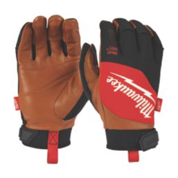 Milwaukee Hybrid Leather Gloves Black/Brown Large