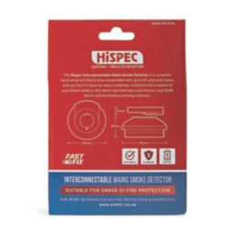 Hispec Fast Fix PE/FF10 Mains Interlinked Optical Smoke Alarm