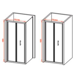 Framed Rectangular Bi-Fold Shower Door Polished Silver 800mm x 1850mm