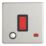 Contactum Lyric 32A 1-Gang DP Control Switch & Flex Outlet Brushed Steel with Neon with Black Inserts