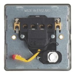 Contactum Lyric 32A 1-Gang DP Control Switch & Flex Outlet Brushed Steel with Neon with Black Inserts