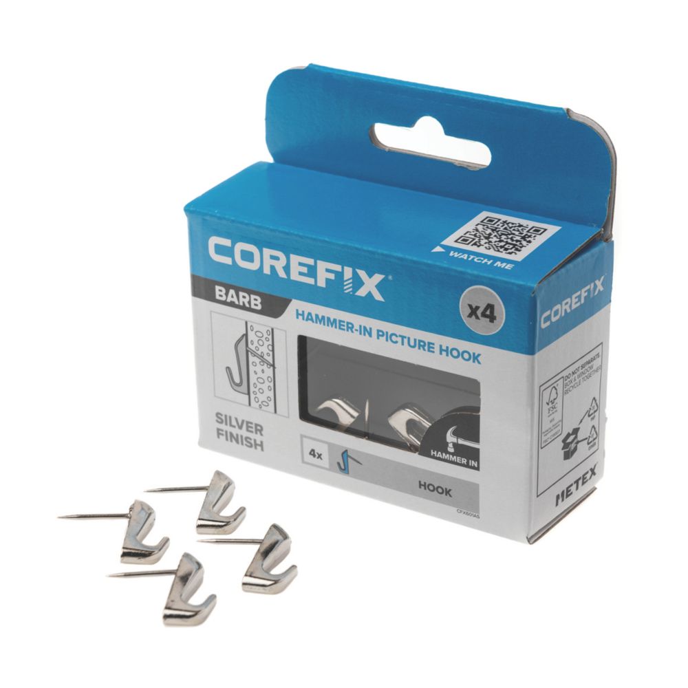 Corefix Barb Nickel Hammer-In Picture Hooks 2mm x 23mm Pack