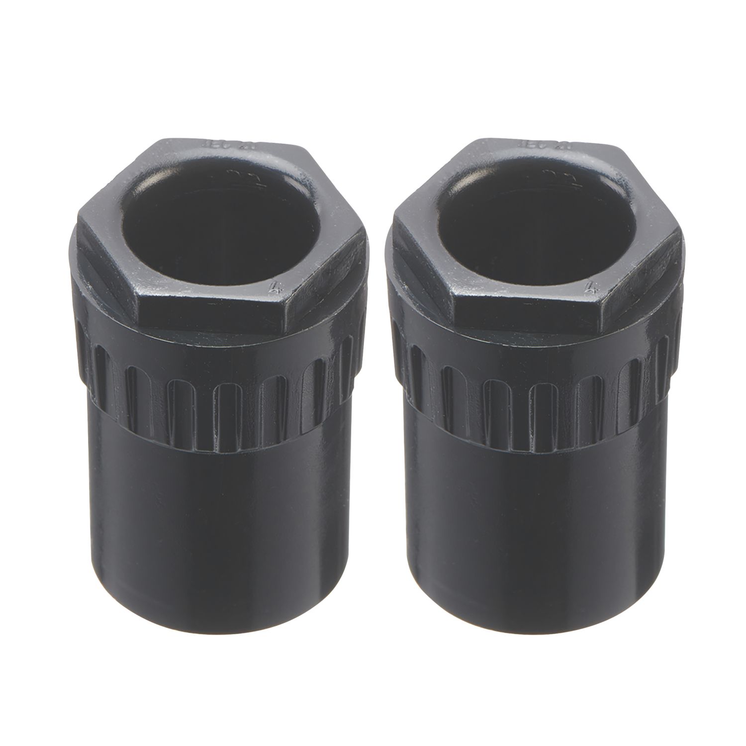 Deta TTE Female Conduit Adaptors 20mm Black 2 Pack (907VT)