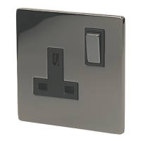 LAP  13A 1-Gang DP Switched Plug Socket Black Nickel  with Black Inserts