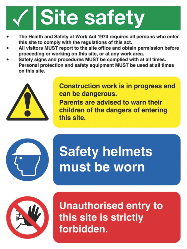 "Site Safety" Signs 400mm x 300mm 50 Pack