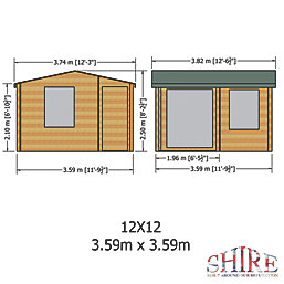 Shire Ringwood 12' x 12' (Nominal) Reverse Apex Timber Log Cabin