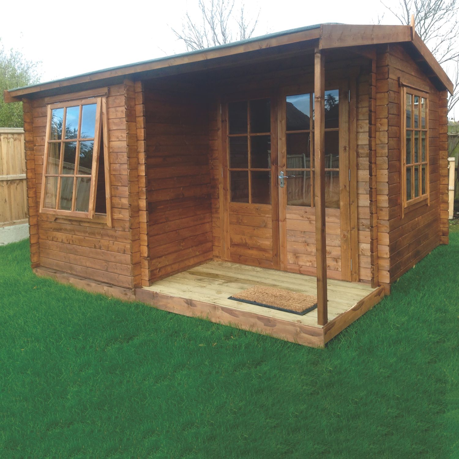 Shire Ringwood 12' x 12' (Nominal) Reverse Apex Timber Log Cabin (90896)