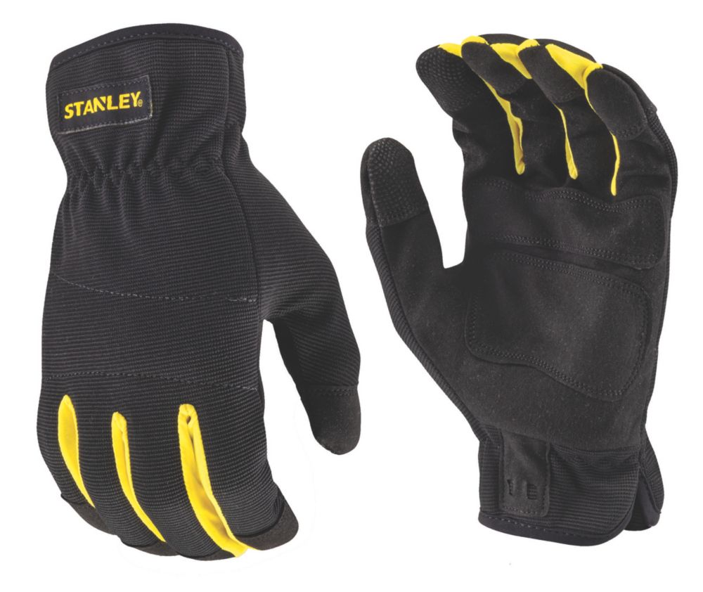 Stanley Pull-On Touchscreen Padded Performance Gloves Black / Yellow Large