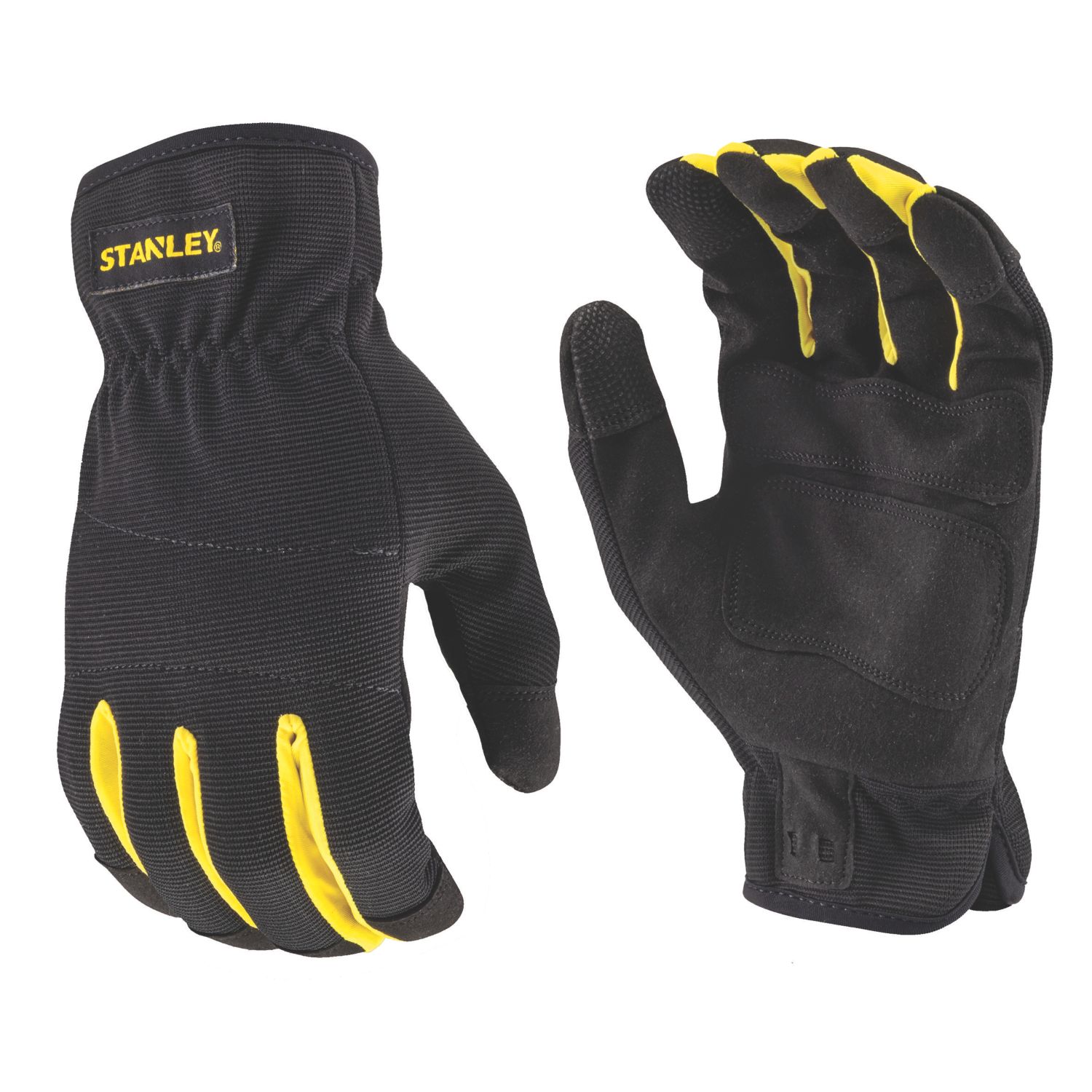 Stanley Pull-On Touchscreen Padded Performance Gloves Black / Yellow Large (908AY)