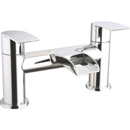 ETAL Water Polished Chrome 130mm Deck Mounted Lever 2 Tap Holes Bath Mixer Tap
