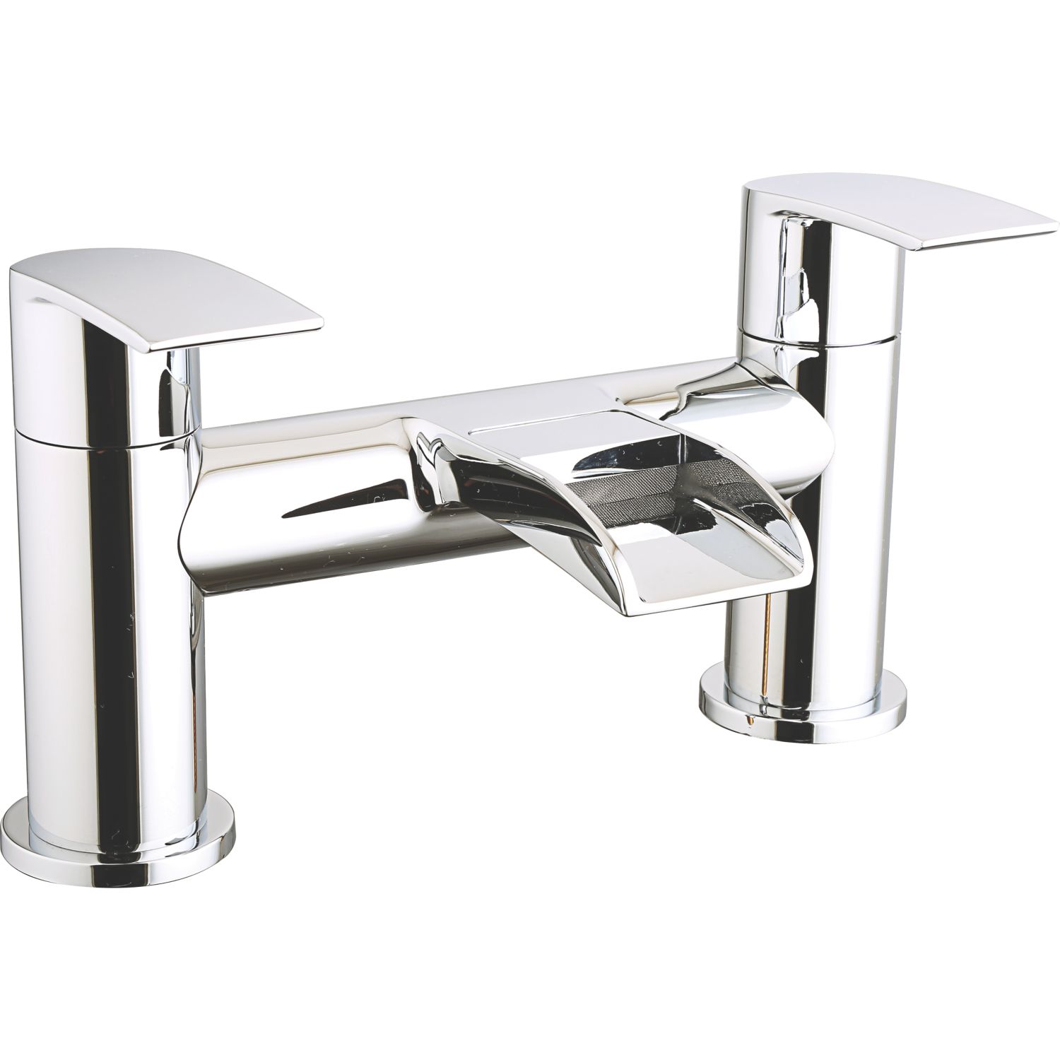 ETAL Water Polished Chrome 130mm Deck Mounted Lever 2 Tap Holes Bath Mixer Tap (908KG)