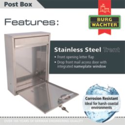 Burg-Wachter Trent Post Box Steel Metallic