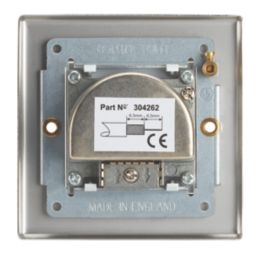 Contactum iConic 1-Gang Coaxial TV / FM & Satellite Socket Brushed Steel with White Inserts