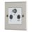 Contactum iConic 1-Gang Coaxial TV / FM & Satellite Socket Brushed Steel with White Inserts
