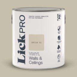 LickPro  2.5Ltr Greige 01 Vinyl Matt Emulsion  Paint