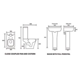 Smooth Y Square 1 Tap Hole 560mm Basin & Toilet Set