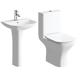 Smooth Y Square 1 Tap Hole 560mm Basin & WC Set