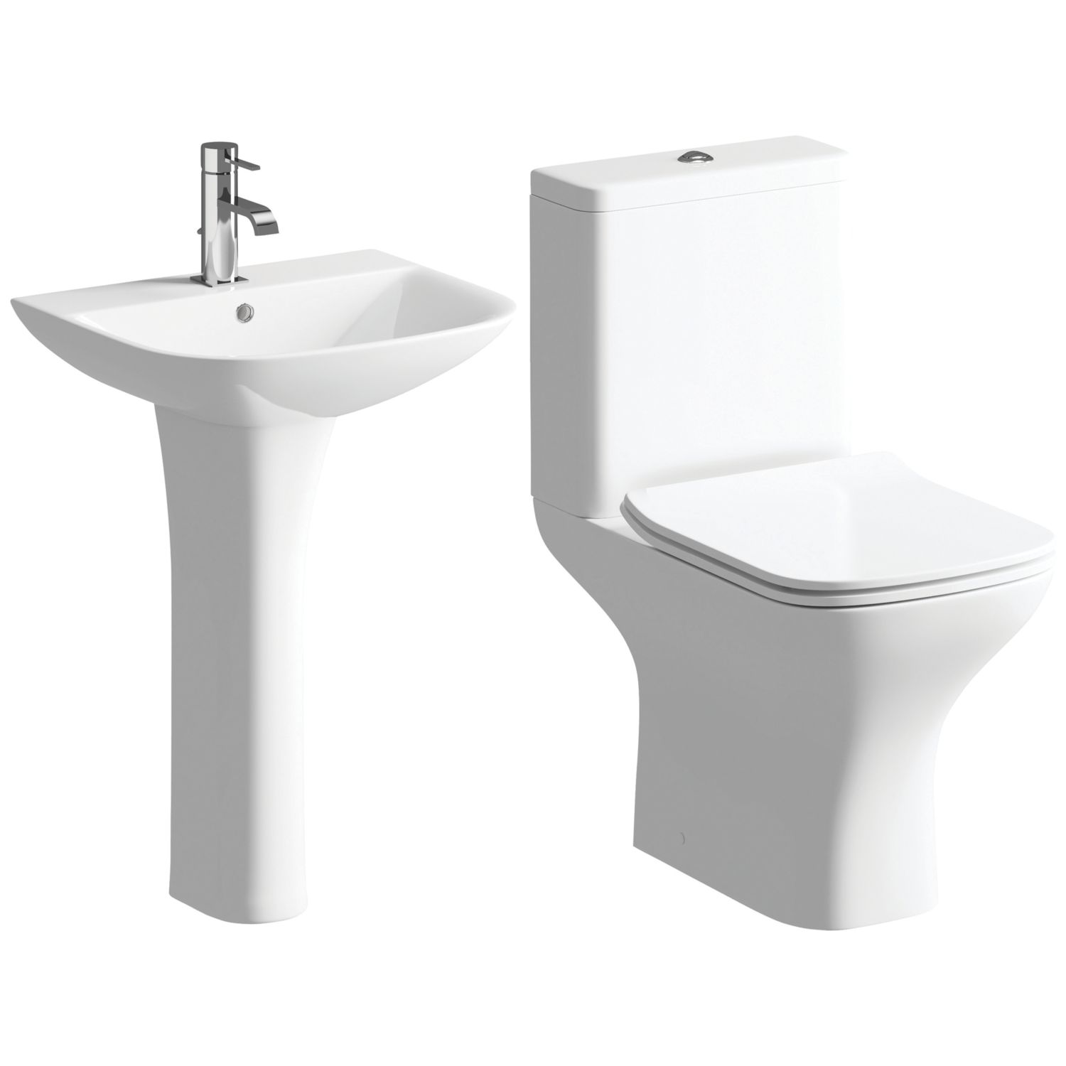 Smooth Y Square 1 Tap Hole 560mm Basin & Toilet Set (9095X)