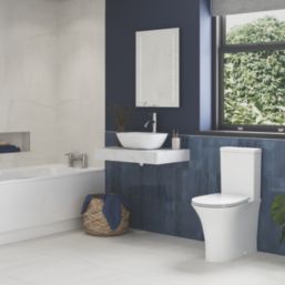 Bologna White  Marble Effect MDF Bathroom Vanity Shelf 600mm x 460mm x 100mm