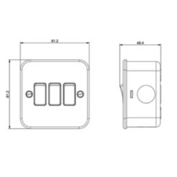 Knightsbridge  10AX 3-Gang 2-Way Metal Clad Switch