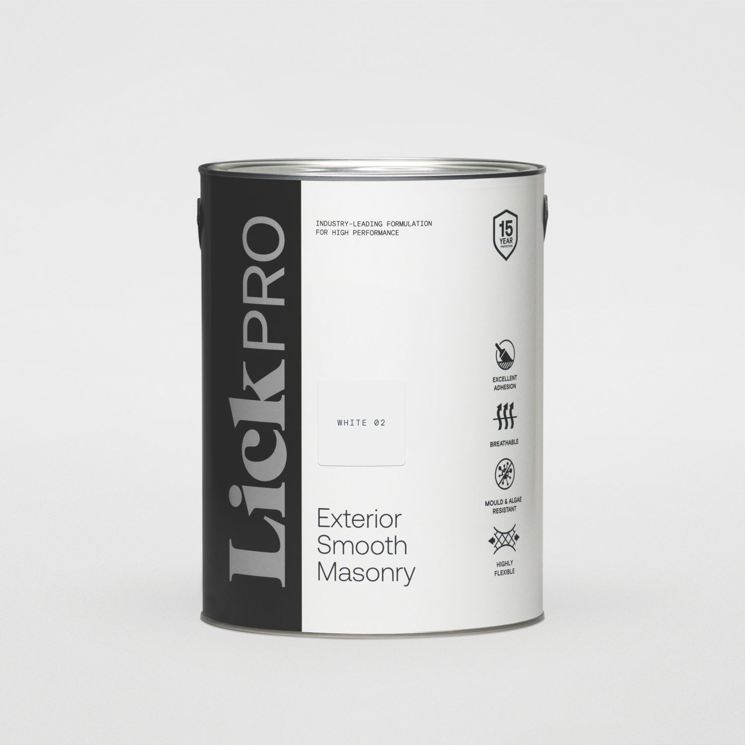 LickPro 5Ltr Smooth White 02 Masonry Paint (909FW)