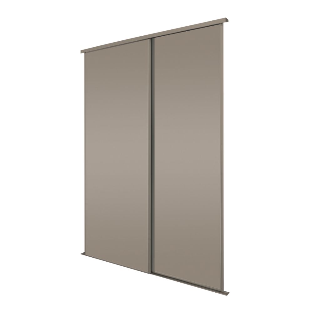 Spacepro Classic 2Door Sliding Wardrobe Door Kit Stone Grey Frame