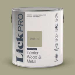 LickPro 2.5Ltr Green 21 Satin Water-Based Trim Paint