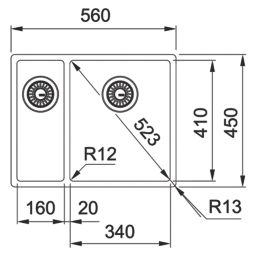 Franke Bari 1.5 Bowl  Brushed Stainless Steel Kitchen Sink 560mm x 450mm