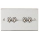 Knightsbridge  10AX 4-Gang 2-Way Light Switch  Brushed Chrome