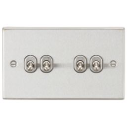 Knightsbridge  10AX 4-Gang 2-Way Light Switch  Brushed Chrome