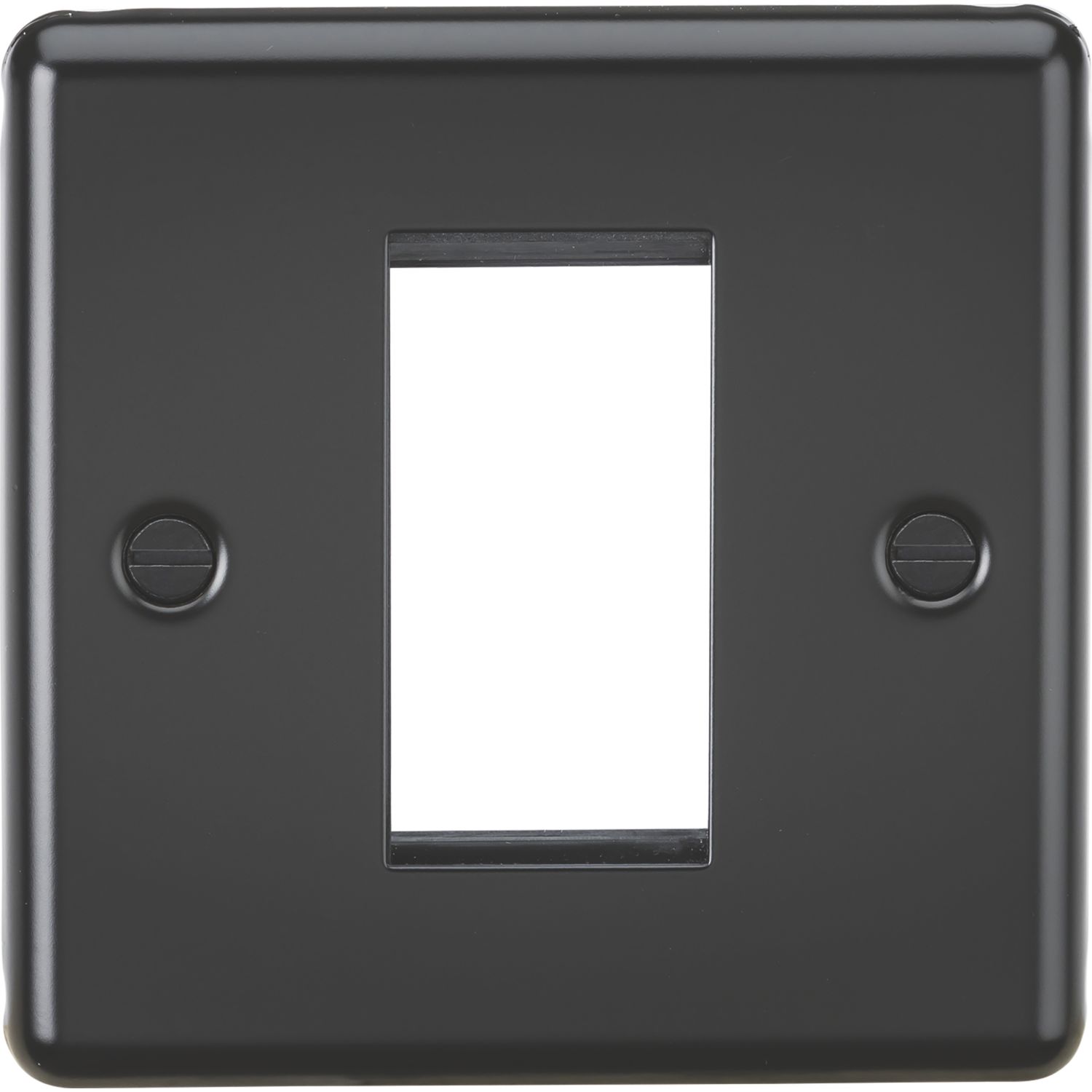 Knightsbridge Raised Rounded 1-Module Modular Faceplate Matt Black (909YA)