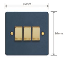 Varilight  10A 3-Gang 2-Way Light Switch  Midnight Blue with Colour-Matched Inserts