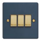 Varilight  10A 3-Gang 2-Way Light Switch  Midnight Blue with Colour-Matched Inserts