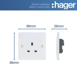 Hager Sollysta WMS81 13A 1-Gang Unswitched Socket White with White Inserts