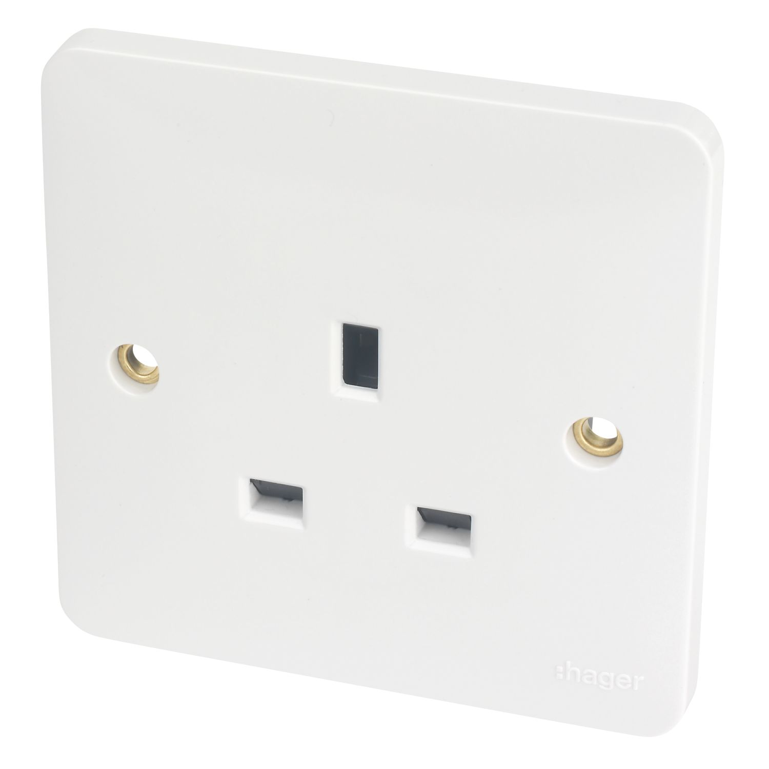 Hager Sollysta WMS81 13A 1-Gang Unswitched Socket White with White Inserts (910AM)