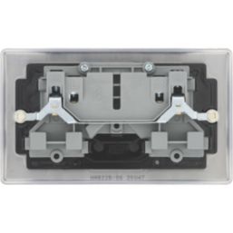 British General Nexus Metal 13A 2-Gang DP Switched Plug Sockets Antique Brass  with Black Inserts 5 Pack