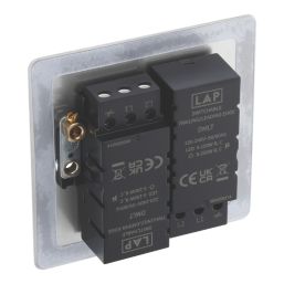 LAP  2-Gang 2-Way LED Dimmer Switch  Brushed Steel with Colour-Matched Inserts
