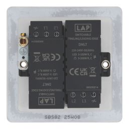 LAP  2-Gang 2-Way LED Dimmer Switch  Brushed Steel with Colour-Matched Inserts