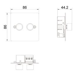 LAP  2-Gang 2-Way LED Dimmer Switch  Brushed Steel with Colour-Matched Inserts