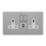 Varilight  13A 2-Gang SP Switched Socket + 3A 45W 2-Outlet Type C USB Charger Brushed Steel with White Inserts