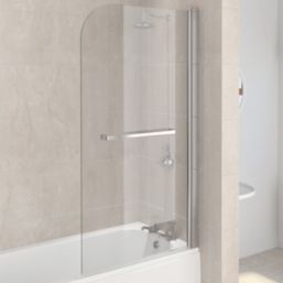Aqualux Aqua 5 Framed Silver Bathscreen with Towel Rail 1500mm x 800mm -  Screwfix