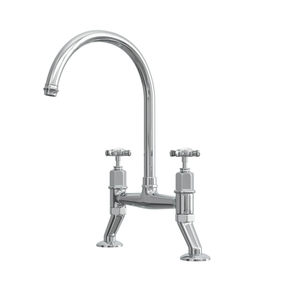 ETAL Alton Deck Mounted Cross Head Bridge Mixer Chrome - Screwfix