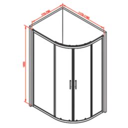 Framed Offset Quadrant Shower Enclosure LH&RH Polished Silver Effect/Clear 1200mm x 800mm x 1850mm